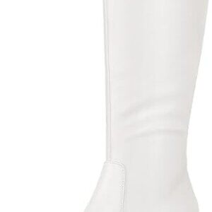 Women's White Mysoft Knee High Kitten Heel Square Toe Tall Side Zipper Long Boot